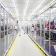 Battery-production lines appear to extend into the horizon at the CATL factory in Ningde.